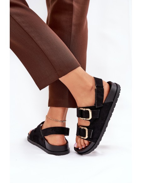 Women Sandals With Buckles Black Seladith