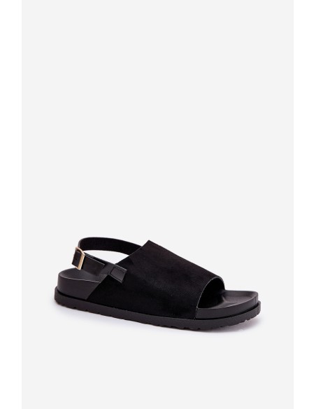 Women's Sandals Made Of Eco Suede On Platform Black Migola