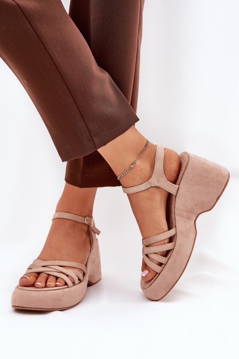 Platform And Wedge Sandals Made Of Eco Suede Beige Nendal