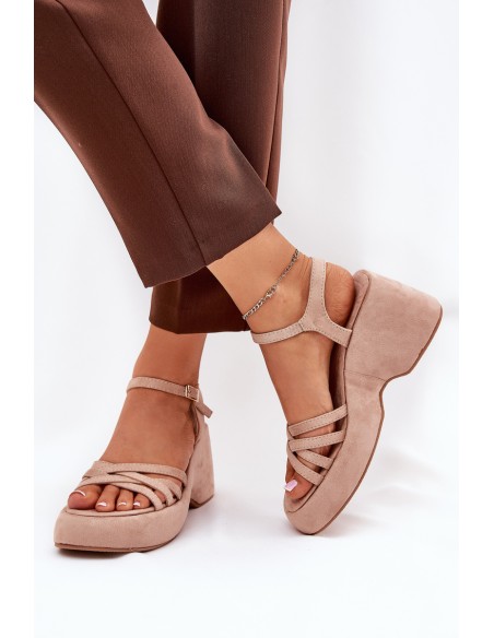 Platform And Wedge Sandals Made Of Eco Suede Beige Nendal