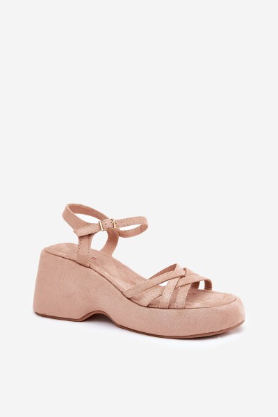 Platform And Wedge Sandals Made Of Eco Suede Beige Nendal 2