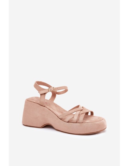 Platform And Wedge Sandals Made Of Eco Suede Beige Nendal