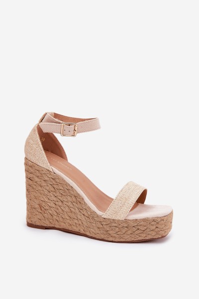 Wedge Sandals For Women With Braiding Beige Adelio 2