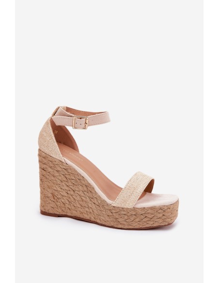Wedge Sandals For Women With Braiding Beige Adelio