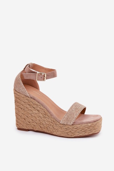 Wedge Sandals For Women With Braiding Khaki Adelio 2