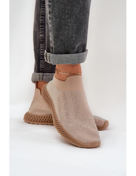 Women's Slip-On Sports Shoes With Decoration D&A TW121 Beige