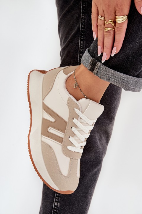 Beige Women's Platform Sports Shoes Emidi