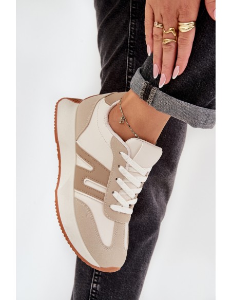 Beige Women's Platform Sports Shoes Emidi