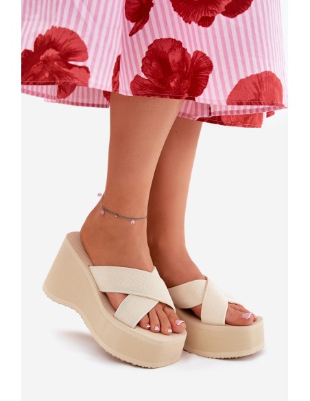 Wedge And Platform Women's Sandals Beige Sevolee
