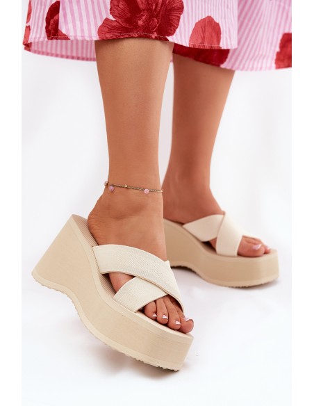 Wedge And Platform Women's Sandals Beige Sevolee