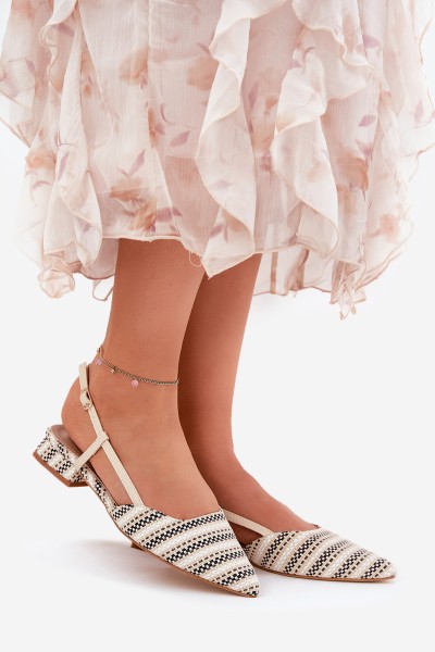 Women's Ballerinas With Pointed Toes On A Delicate Heel Beige Abroes
