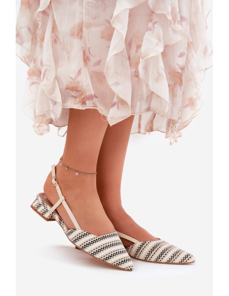 Women's Ballerinas With Pointed Toes On A Delicate Heel Beige Abroes