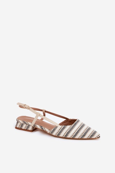 Women's Ballerinas With Pointed Toes On A Delicate Heel Beige Abroes 2