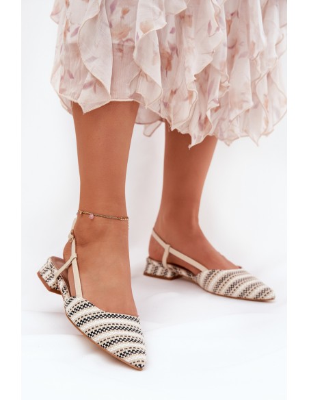 Women's Ballerinas With Pointed Toes On A Delicate Heel Beige Abroes