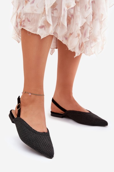 Ballet Flats With Braiding And Pointed Toes Black Hefion