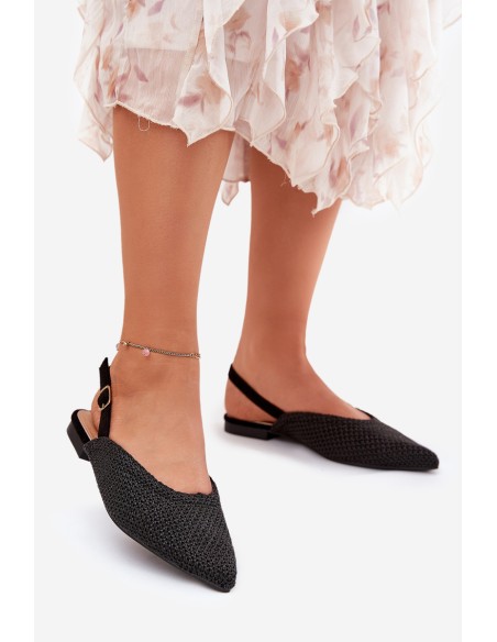 Ballet Flats With Braiding And Pointed Toes Black Hefion