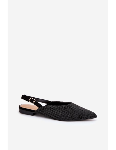 Ballet Flats With Braiding And Pointed Toes Black Hefion