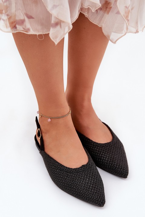 Ballet Flats With Braiding And Pointed Toes Black Hefion