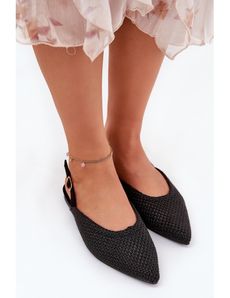 Ballet Flats With Braiding And Pointed Toes Black Hefion