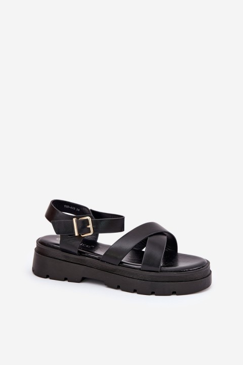 Ladies Platform Sandals Made Of Eco Leather Black Gevinniser