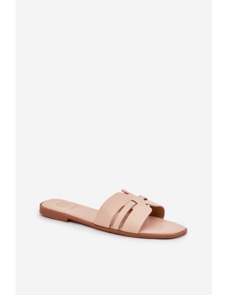 Women's Flat Sandals With Cutouts Eco Leather Beige Ecapus