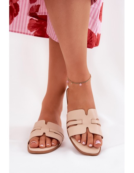 Moteriškos plokščios basutės su išpjovomis Eco Leather Beige Ecapus