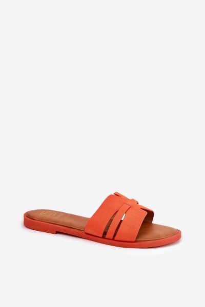 Women's sandals on a flat heel with cutouts eco suede orange Teterre 2
