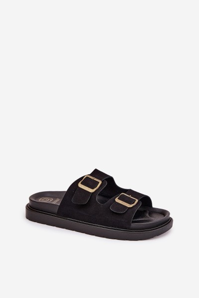 Women's Sandals With Buckles On Cork Sole Black Sercele 2