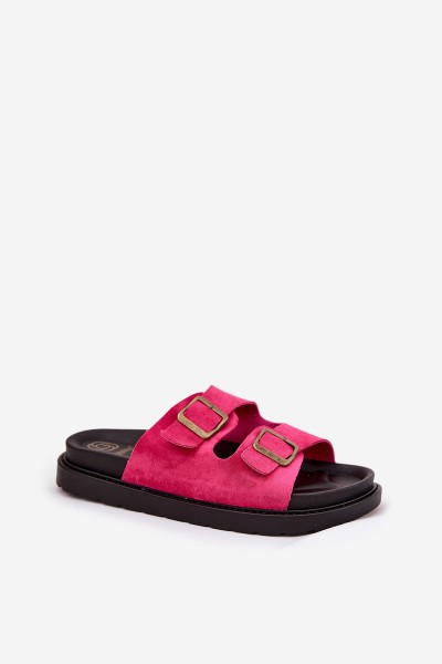 Women's Platform Slippers With Buckles Fuchsia Simbes 2