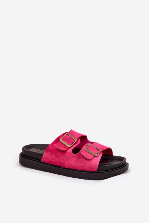 Women's Platform Slippers With Buckles Fuchsia Simbes