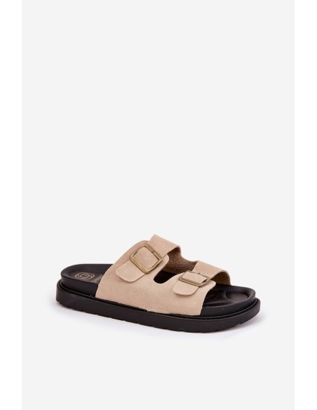 Women's Platform Sandals With Buckles Beige Simbes