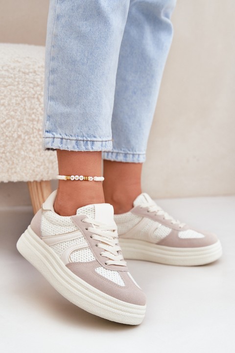 Women's Platform Sneakers Beige Lesida