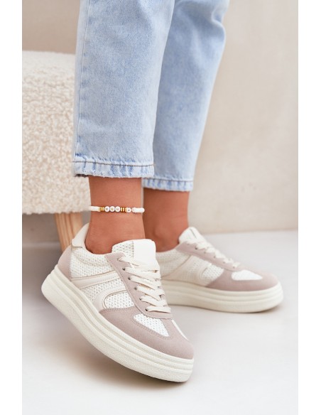 Women's Platform Sneakers Beige Lesida