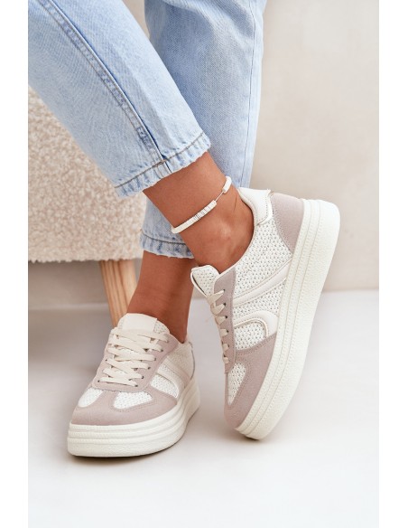 Women's Platform Sneakers Beige Lesida