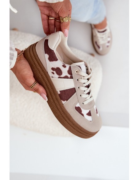 Moteriški sportbačiai su platforma, smėlio spalvos Lincidi