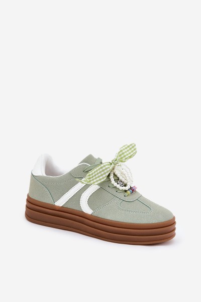 Women Sneakers On Platform With Decorations Green Vinness 2