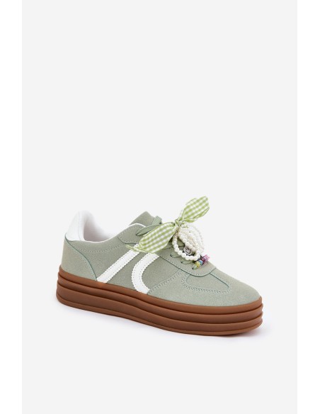 Women Sneakers On Platform With Decorations Green Vinness