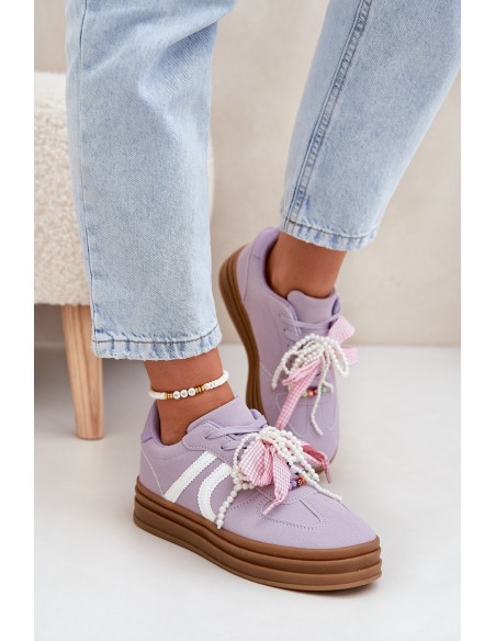 Women's Platform Sneakers With Decorations Purple Vinness