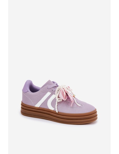 Women's Platform Sneakers With Decorations Purple Vinness