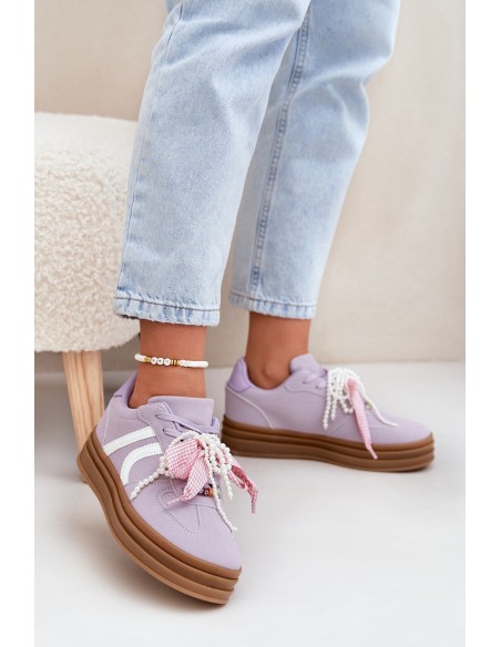 Women's Platform Sneakers With Decorations Purple Vinness