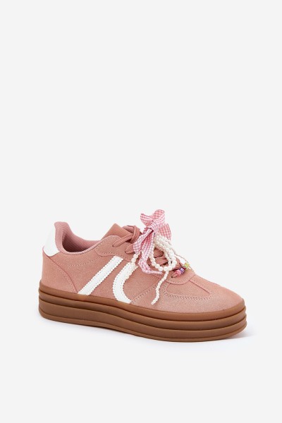 Women Sneakers On Platform With Decorations Pink Vinness 2
