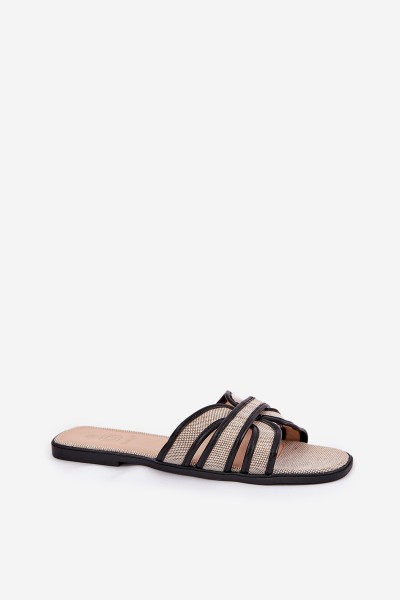 Flat Ladies Slippers With Bow Beige Tobin 2