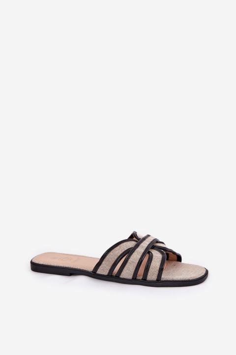 Plokščios moteriškos šlepetės su lankeliu smėlio spalvos Tobin