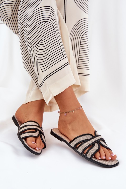 Plokščios moteriškos šlepetės su lankeliu smėlio spalvos Tobin