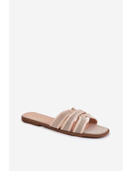 Classic Women's Flat Sandals Beige Scazze