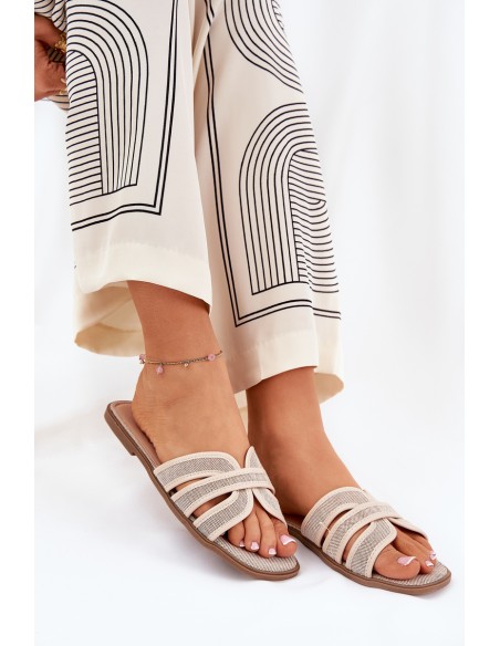 Classic Women's Flat Sandals Beige Scazze