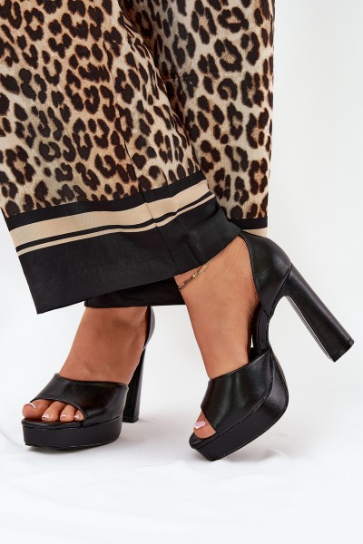 Ladies Sandals On Heel And Platform Eco Leather White Lomman