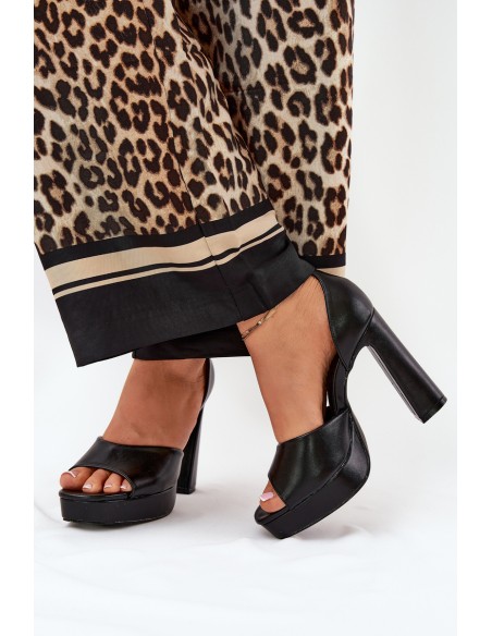 Ladies Sandals On Heel And Platform Eco Leather White Lomman