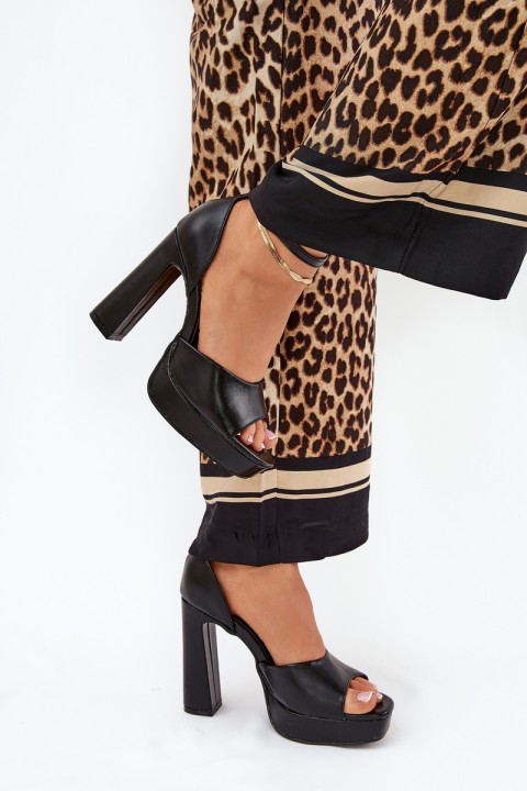 Ladies Sandals On Heel And Platform Eco Leather White Lomman