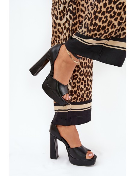 Ladies Sandals On Heel And Platform Eco Leather White Lomman